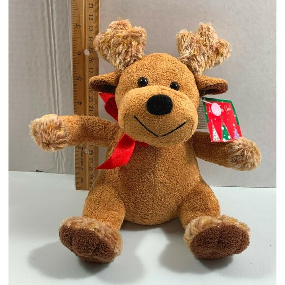 Christmas Reindeer Plush Toy Stuffed Animal Galerie 2002 Stocking Stuffer - Picture 3 of 8